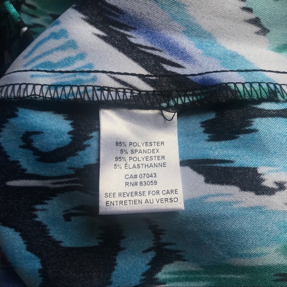 Tropical Print Boho Pants Coastal Blue Teal Abstract Size 4 Lightweight - Picture 11 of 16